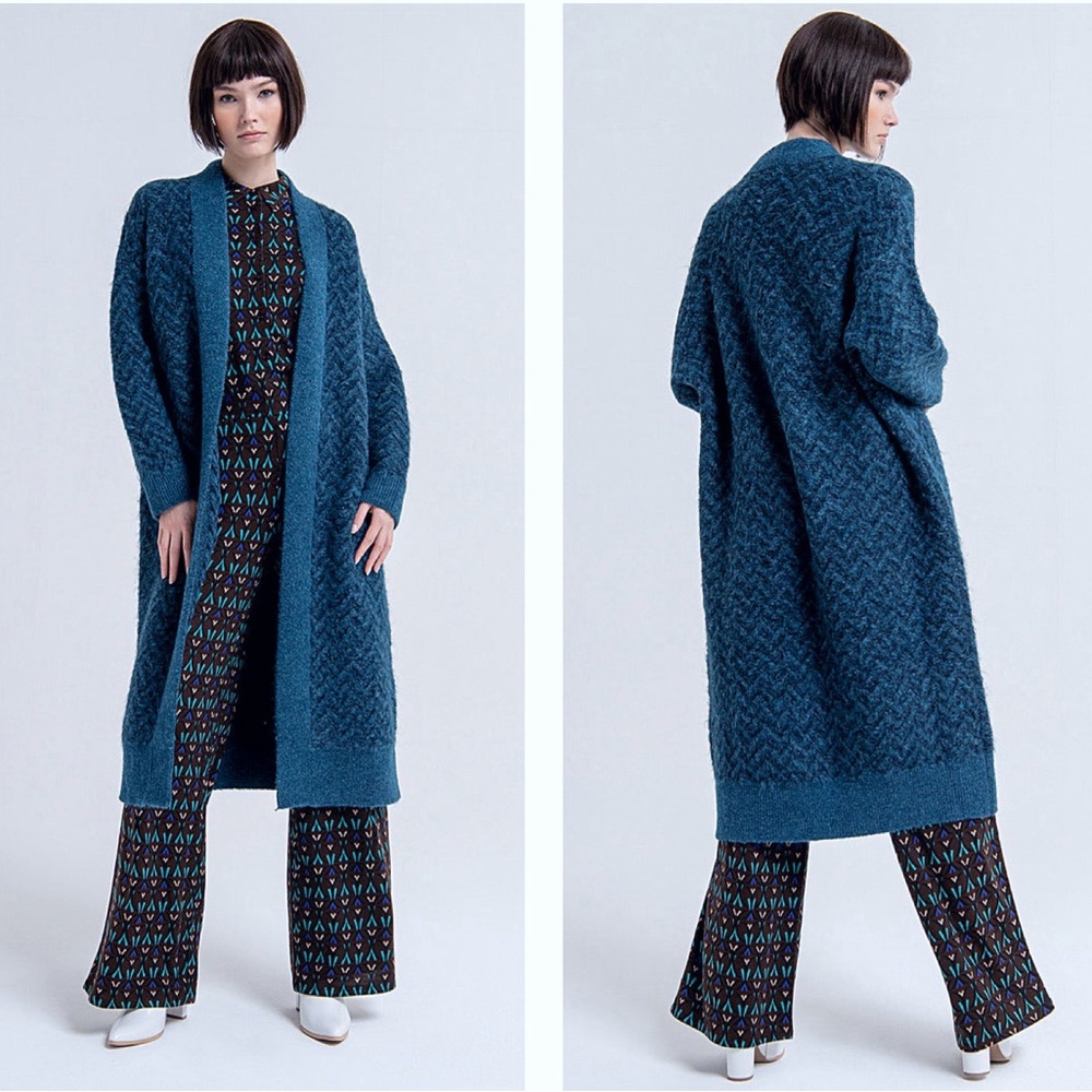 Surkana Teal Knit Duster Cardigan